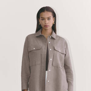 Everlane Women's Boyfriend Shirt in Flannel in Taupe Melange, Size Medium